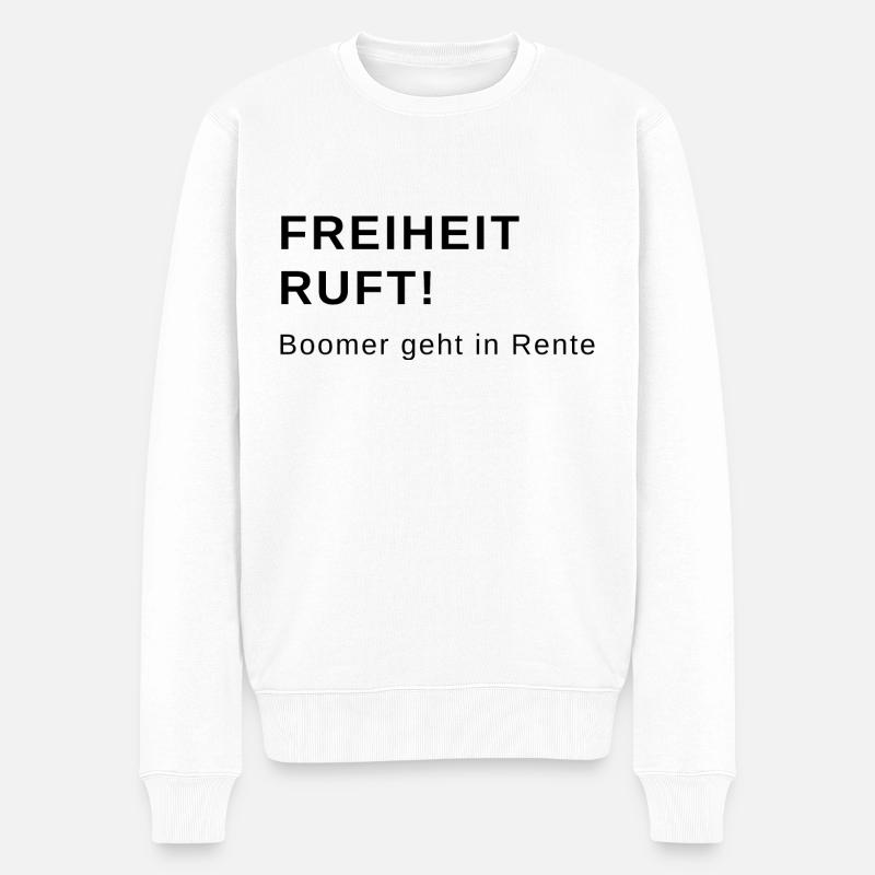 Freiheit Ruft! Boomer geht in Rente - Männer Premium Bio Pullover - Weiß