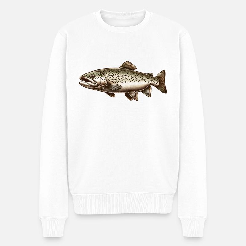 Forelle - Männer Premium Bio Pullover - Weiß