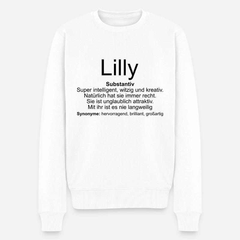 Name Definition Lilly - Männer Premium Bio Pullover - Weiß