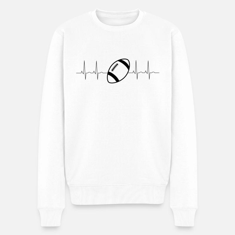 Football Herzschlag - Männer Premium Bio Pullover - Weiß