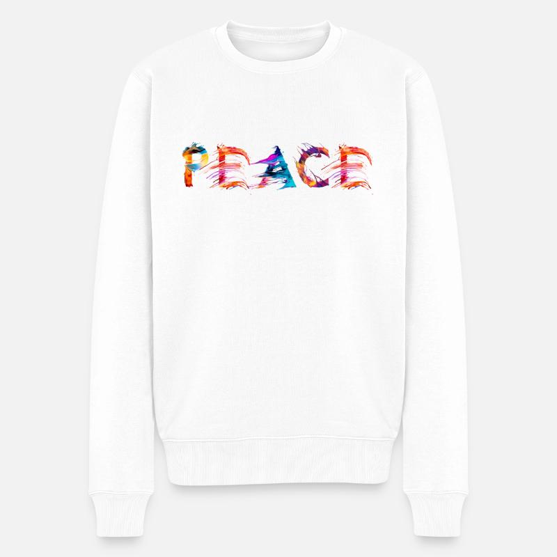Frieden - Männer Premium Bio Pullover - Weiß
