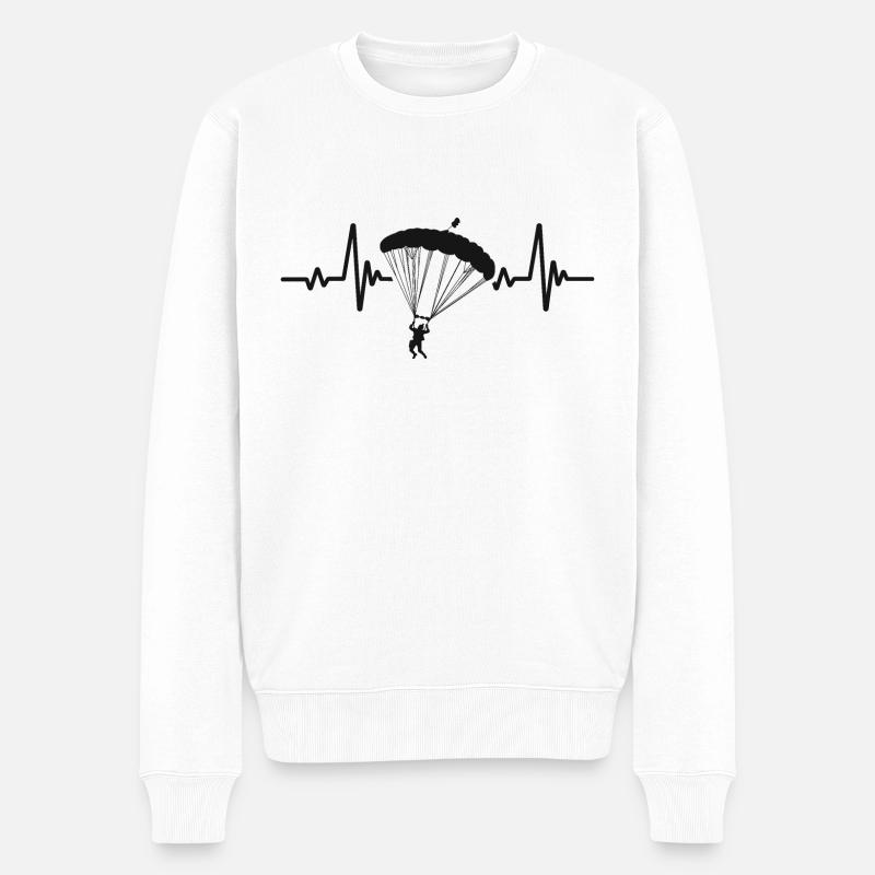 Parachutisme Battement De Cœur Saut En Parachute - Pull Premium bio Homme - blanc