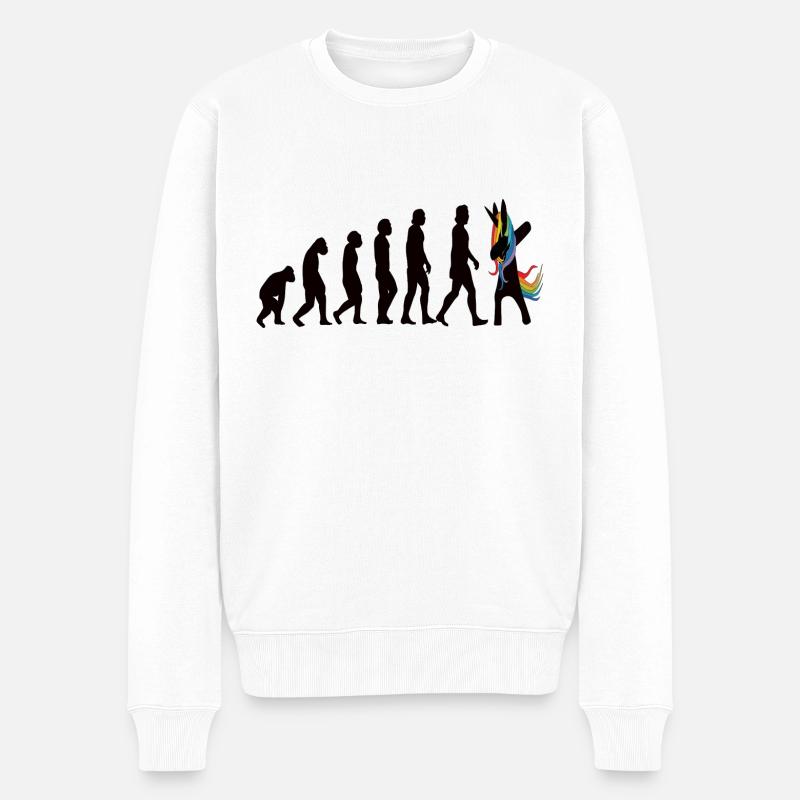 Einhorn Evolution - Unicorn Evolution - Männer Premium Bio Pullover - Weiß