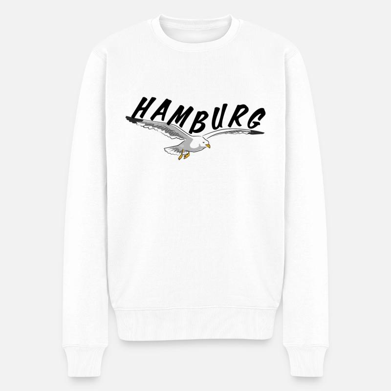 Hamburg over Seagull - black - Men's Premium Organic Jumper - white