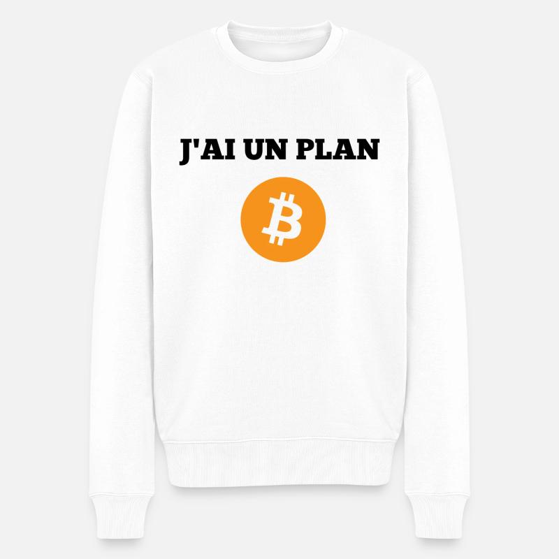 PLAN B Bitcoin & cryptommonaie - Pull Premium bio Homme - blanc