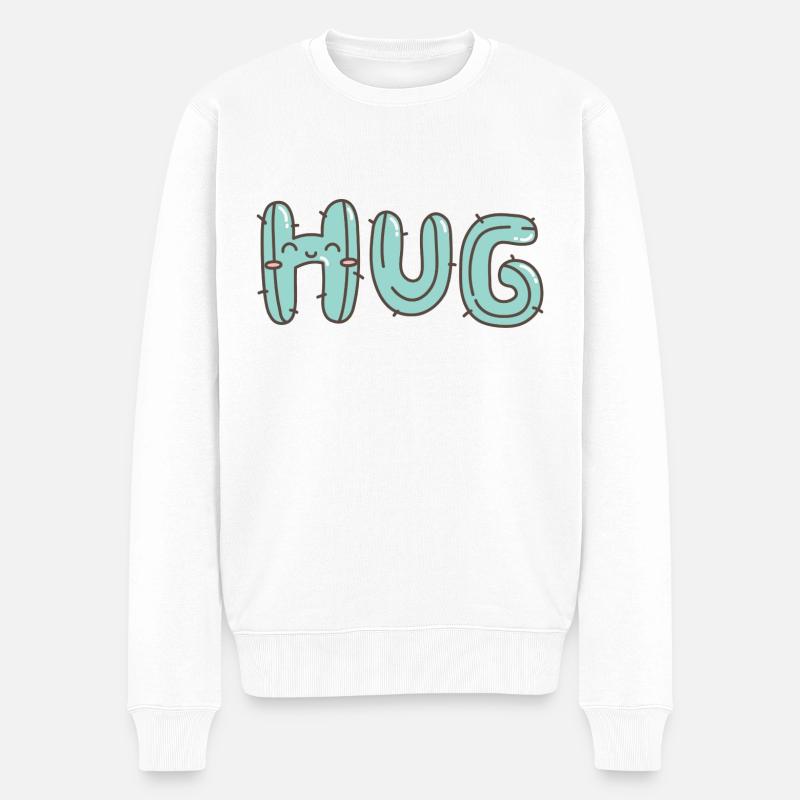 Umarmen - Männer Premium Bio Pullover - Weiß