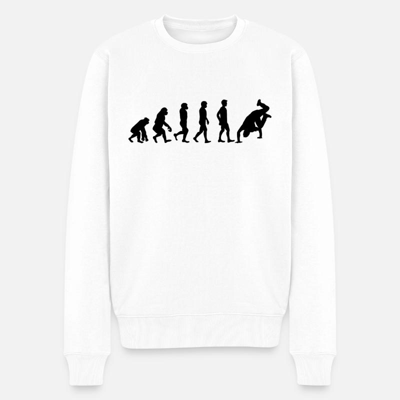 Breakdance Evolution schwarz - Männer Premium Bio Pullover - Weiß