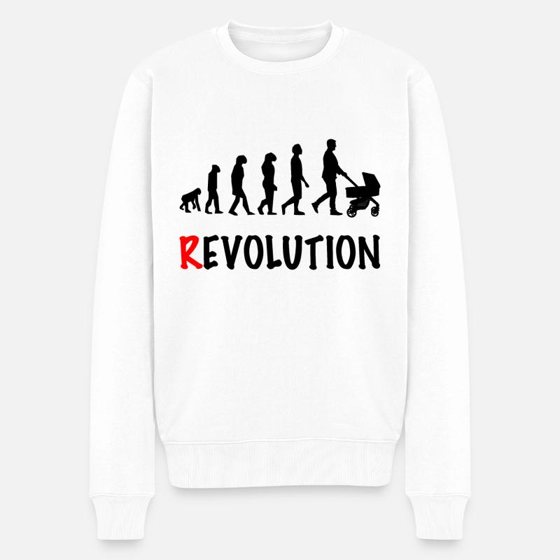 Revolution Papa Kinderwagen Geburt - Männer Premium Bio Pullover - Weiß