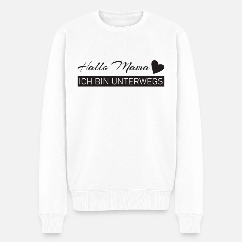 Hallo Papa - ich bin unterwegs - Männer Premium Bio Pullover - Weiß