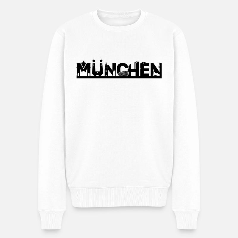 München Skyline mit Sehenswürdigkeiten - Männer Premium Bio Pullover - Weiß