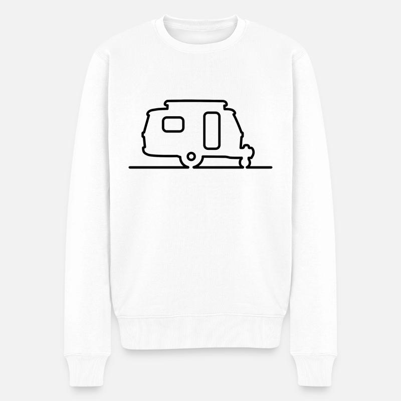 Wohnwagen - Kultcaravan mit Hubdach - Kontur - Männer Premium Bio Pullover - Weiß