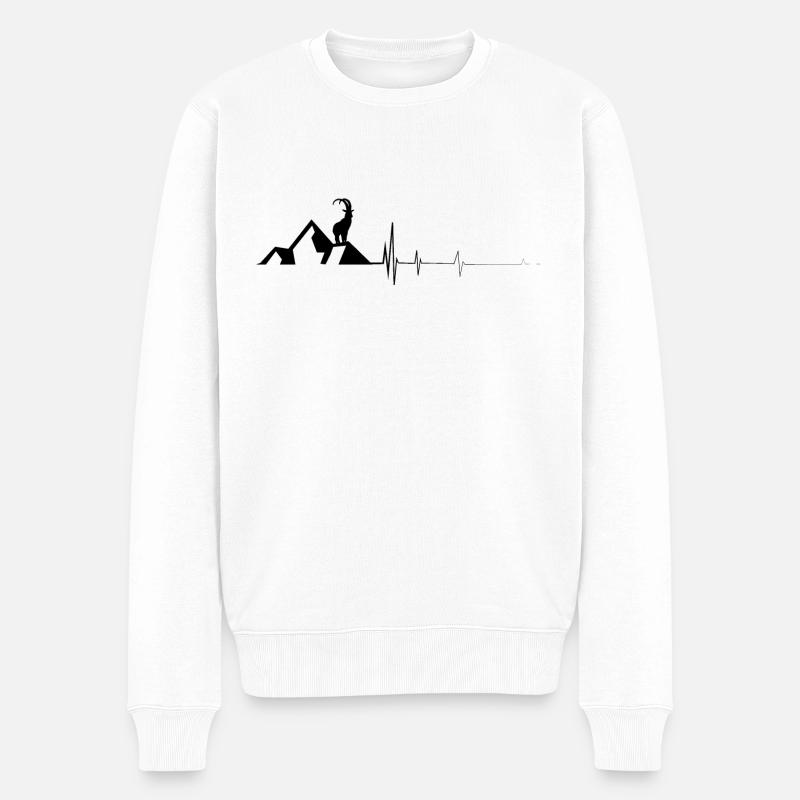 Herzschlag - Ziege - Berg - (2) - Männer Premium Bio Pullover - Weiß