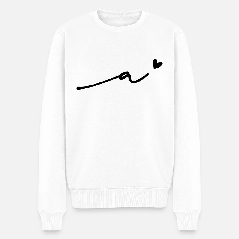 Buchstabe a Schreibschrift - Männer Premium Bio Pullover - Weiß