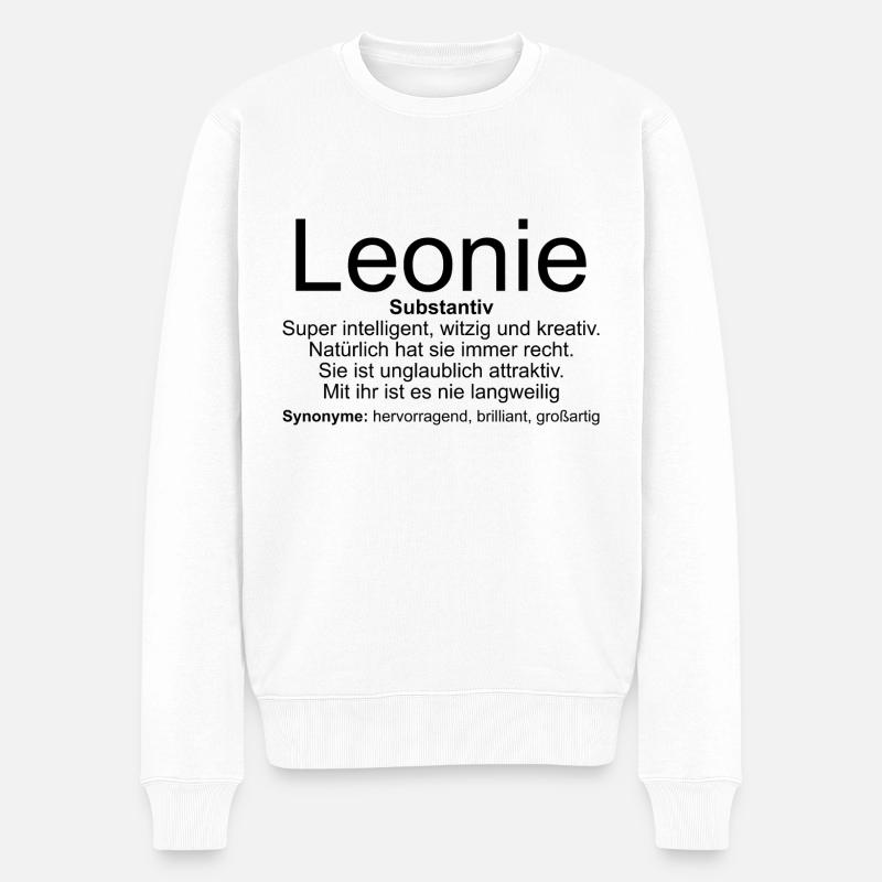 Name Definition Leonie - Männer Premium Bio Pullover - Weiß