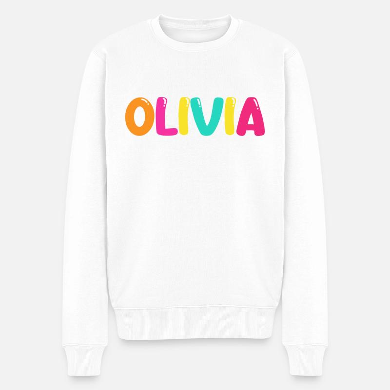 Name - Olivia - Männer Premium Bio Pullover - Weiß