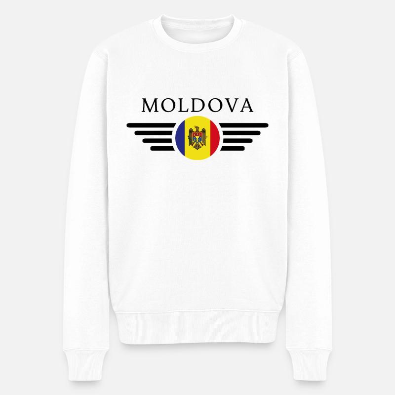 Moldawien Stil T-Shirt - Männer Premium Bio Pullover - Weiß