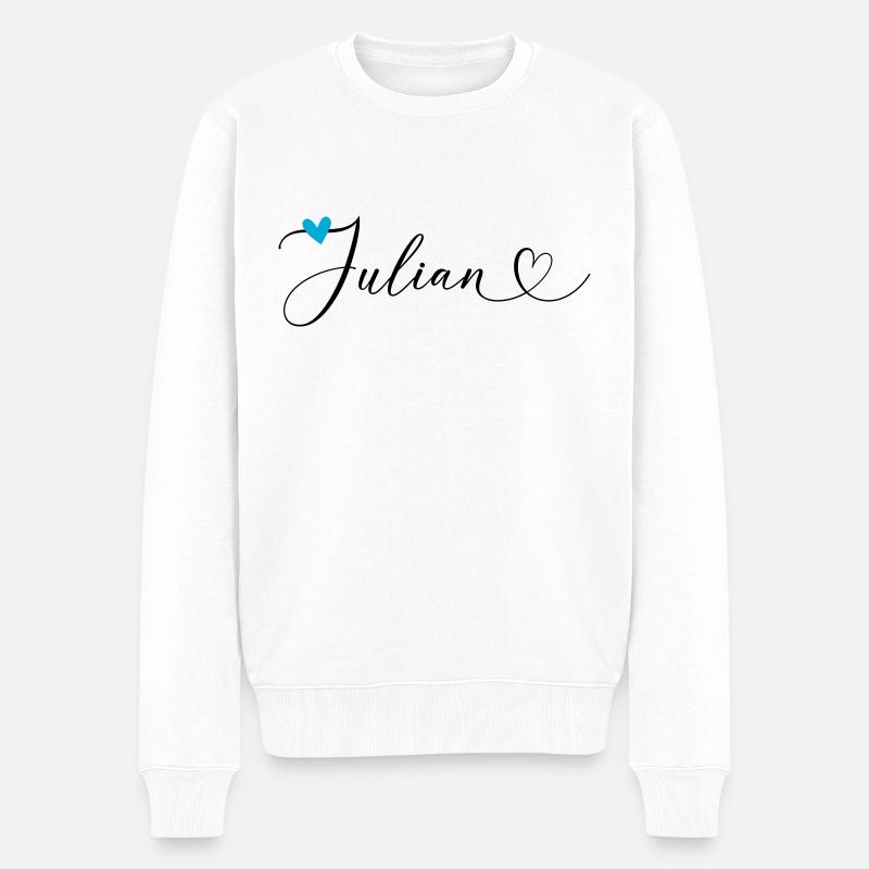 Julian Nom Prénom Calligraphie coeur - Pull Premium bio Homme - blanc