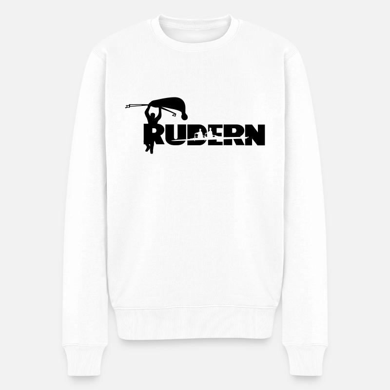 Rudern cooler Spruch personalisierbar - Männer Premium Bio Pullover - Weiß