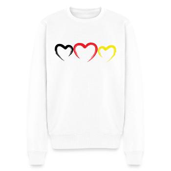 Deutschlandfahne Deutschlandflagge Herz - Männer Premium Bio Pullover - Weiß - Vorne - Thijin (182cm)