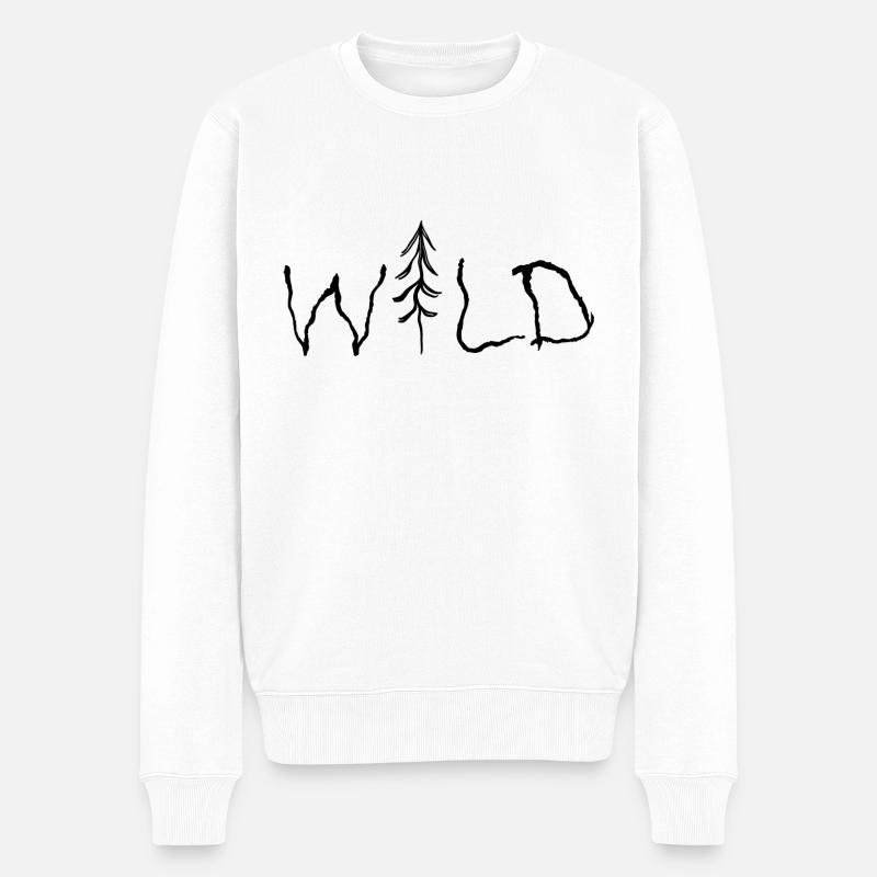 Wild Schriftzug mit Baum - Männer Premium Bio Pullover - Weiß