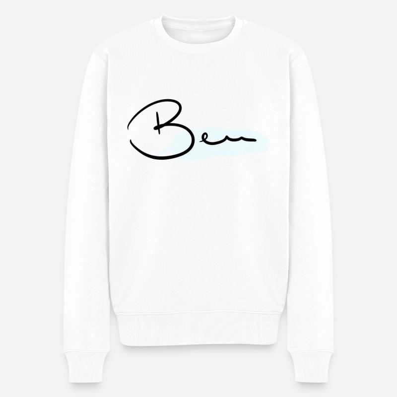 Ben - Männer Premium Bio Pullover - Weiß