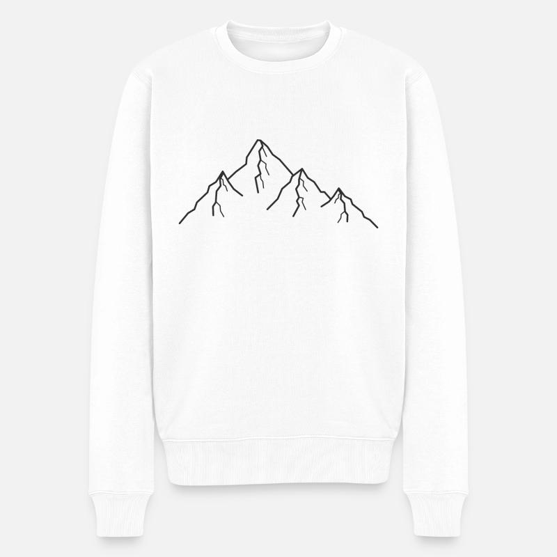 Berge Berg Zeichnung - Männer Premium Bio Pullover - Weiß