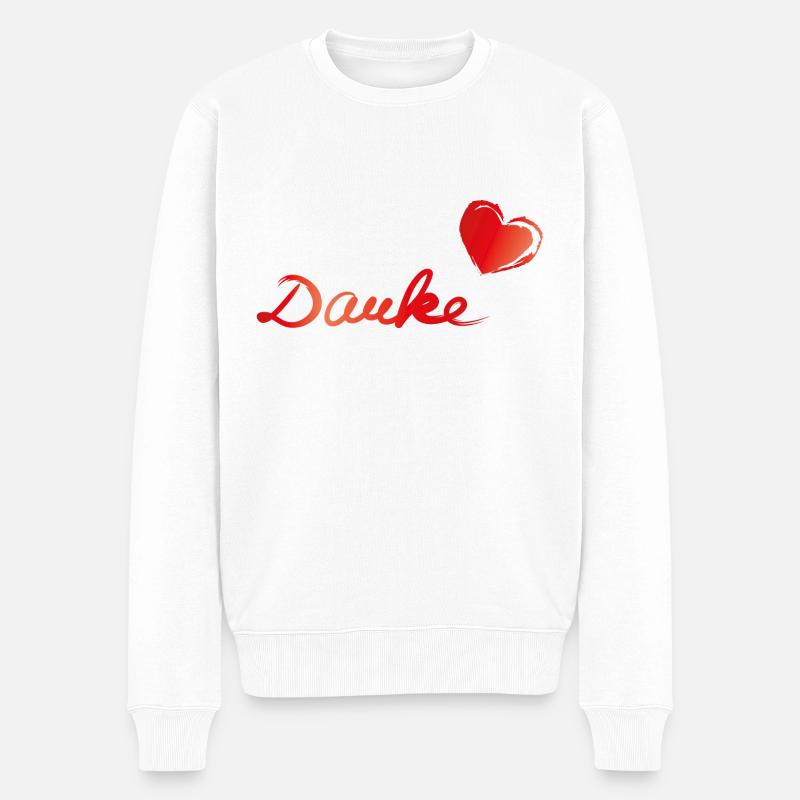 danke herz - Männer Premium Bio Pullover - Weiß