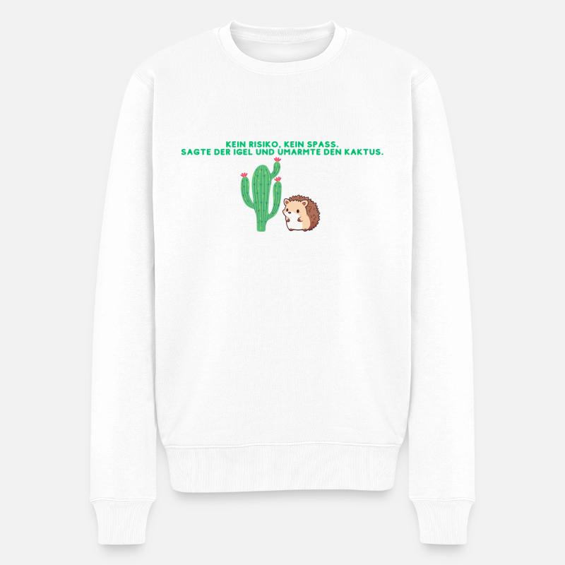 Der Kaktus und der Igel - Männer Premium Bio Pullover - Weiß