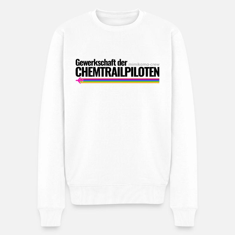 Mimikama Crew Gewerkschaft der Chemtrailpiloten - Männer Premium Bio Pullover - Weiß