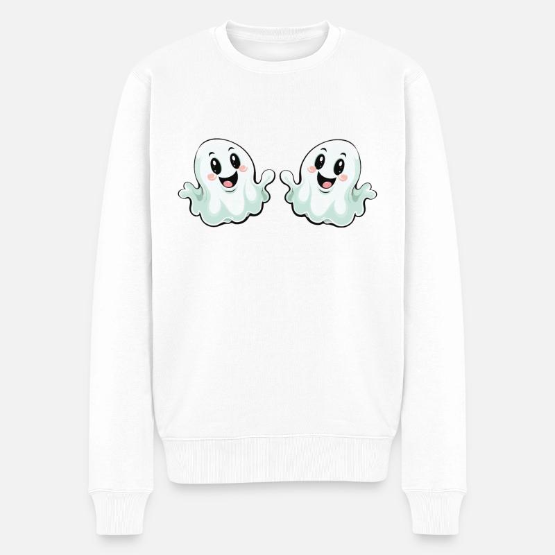 ghosts funny - Männer Premium Bio Pullover - Weiß