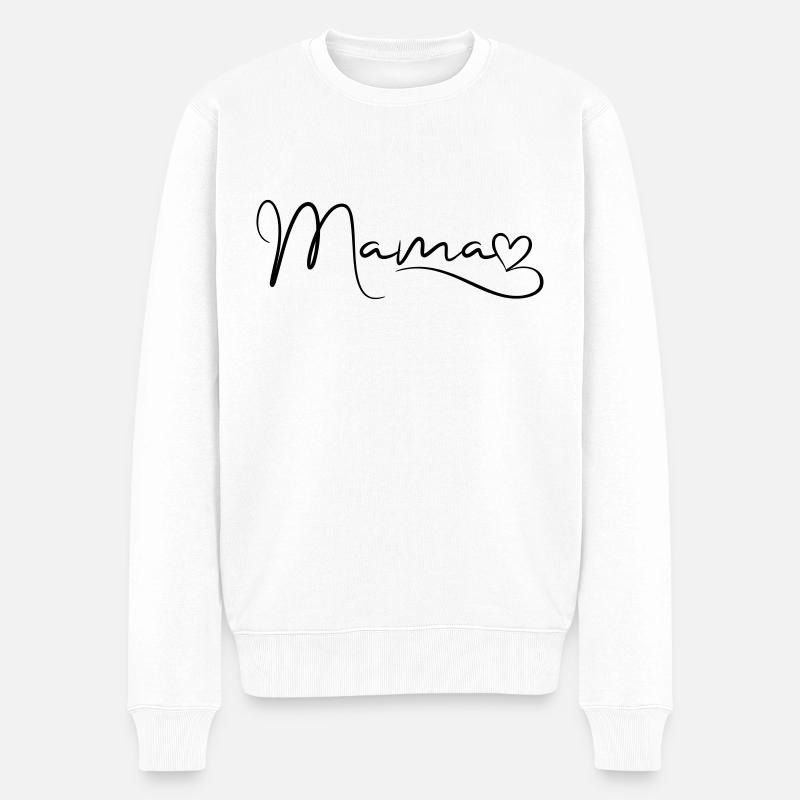 Mama Schrift mit Herz - Männer Premium Bio Pullover - Weiß