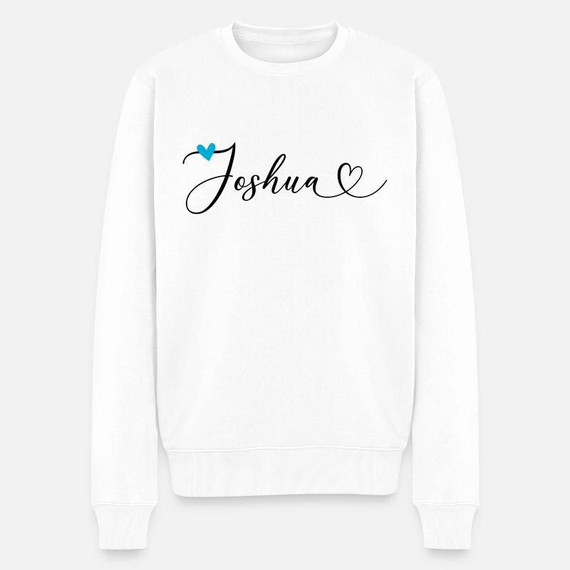 Joshua Nom Prénom Calligraphie coeur - Pull Premium bio Homme - blanc