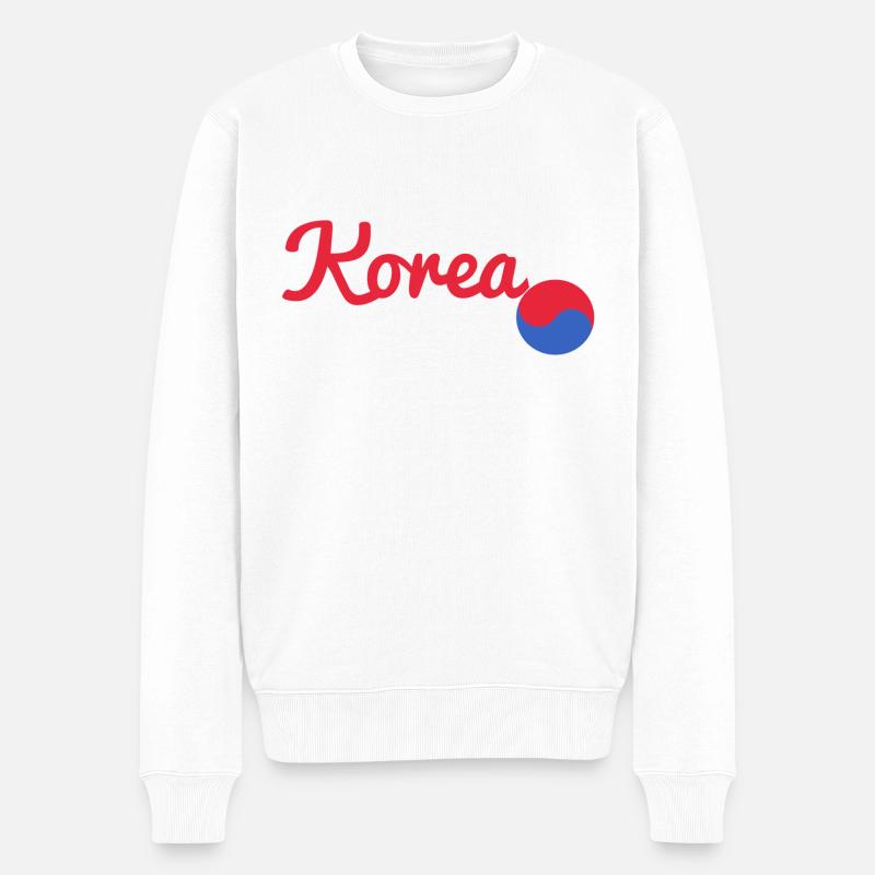 Korea red - Männer Premium Bio Pullover - Weiß