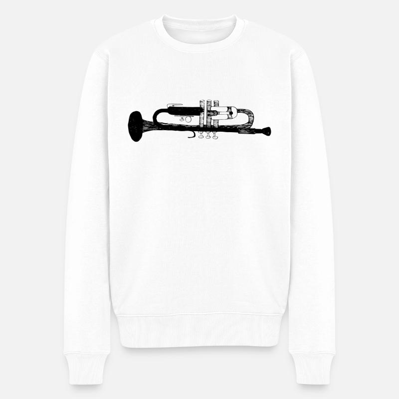 Trompete - Männer Premium Bio Pullover - Weiß