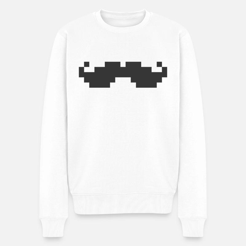 Moustache 8bit pixel - Pull Premium bio Homme - blanc