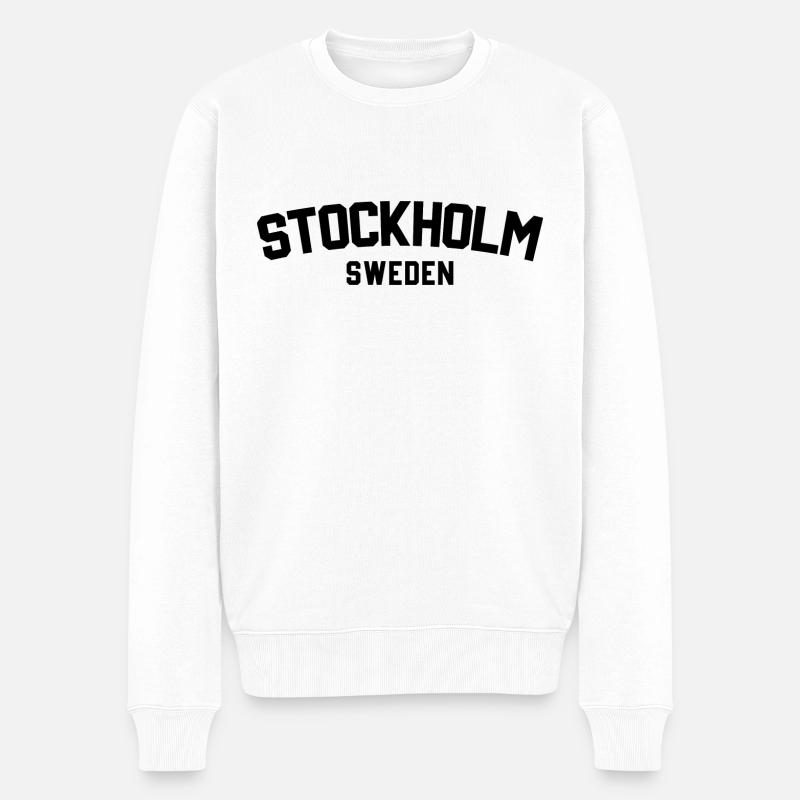 Stockholm, Schweden - Männer Premium Bio Pullover - Weiß