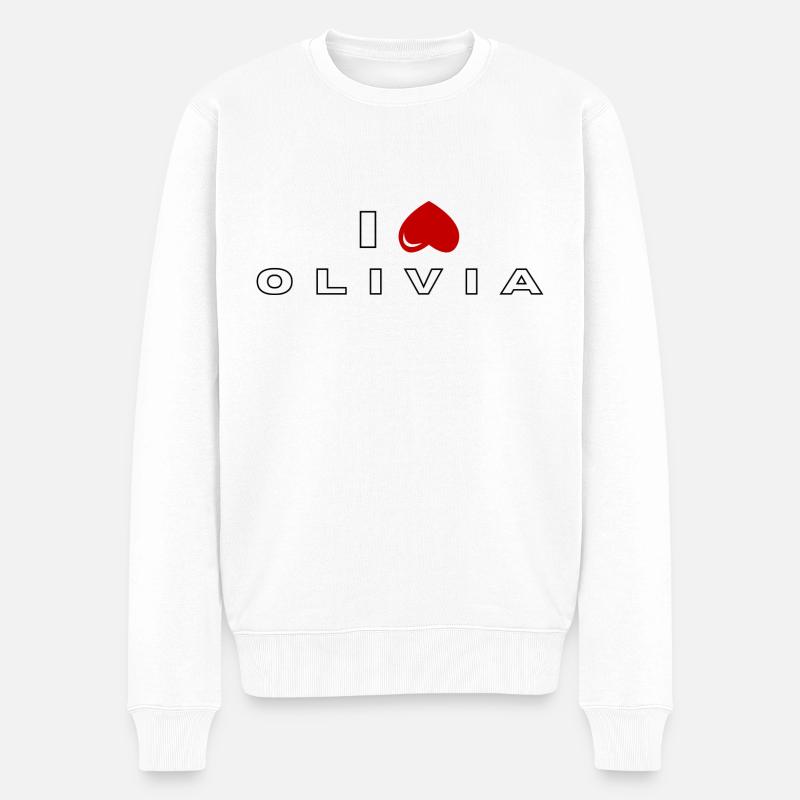 Ich hasse Olivia - Männer Premium Bio Pullover - Weiß