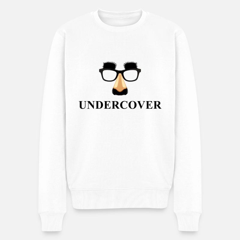UNDERCOVER - Groucho Brille (Scherzbrille) - Männer Premium Bio Pullover - Weiß