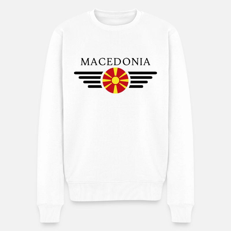 Mazedonien Stil T-Shirt - Männer Premium Bio Pullover - Weiß