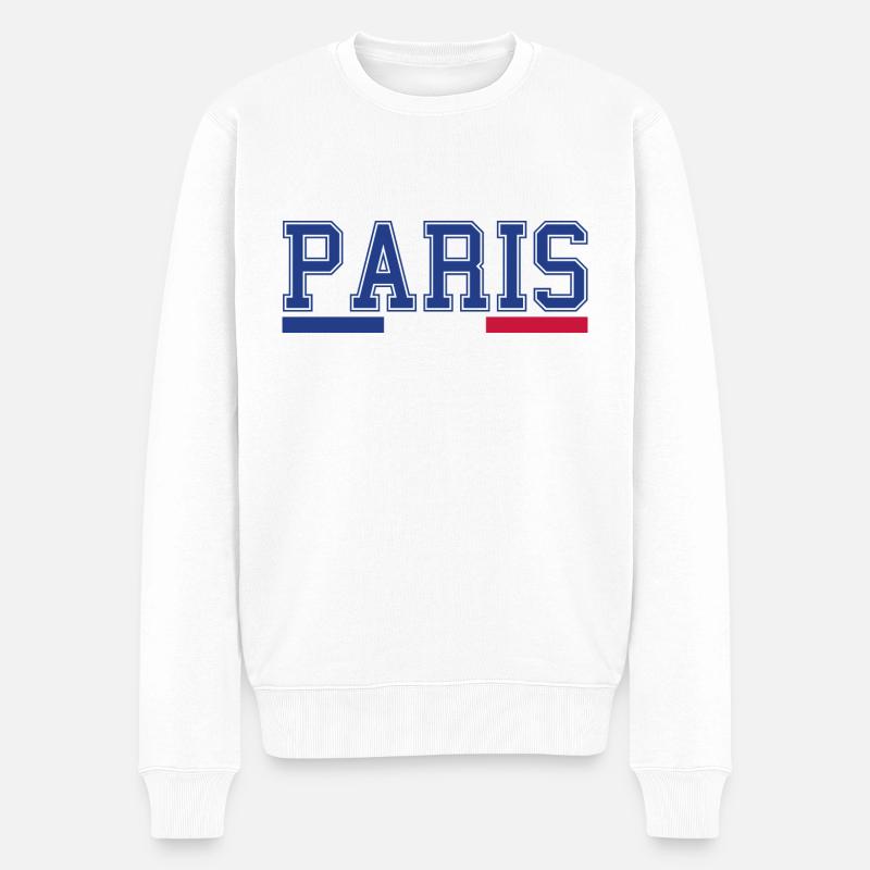 Elegante Pariser Typografie - Männer Premium Bio Pullover - Weiß