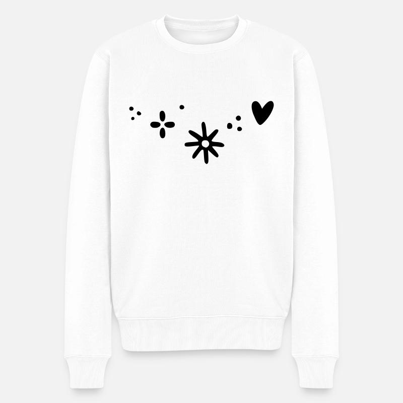 Herz Stern Muster - Männer Premium Bio Pullover - Weiß