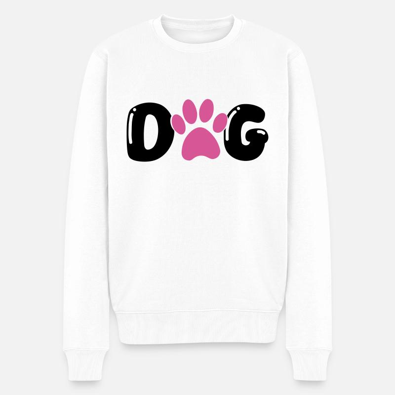 dog pfote - Männer Premium Bio Pullover - Weiß
