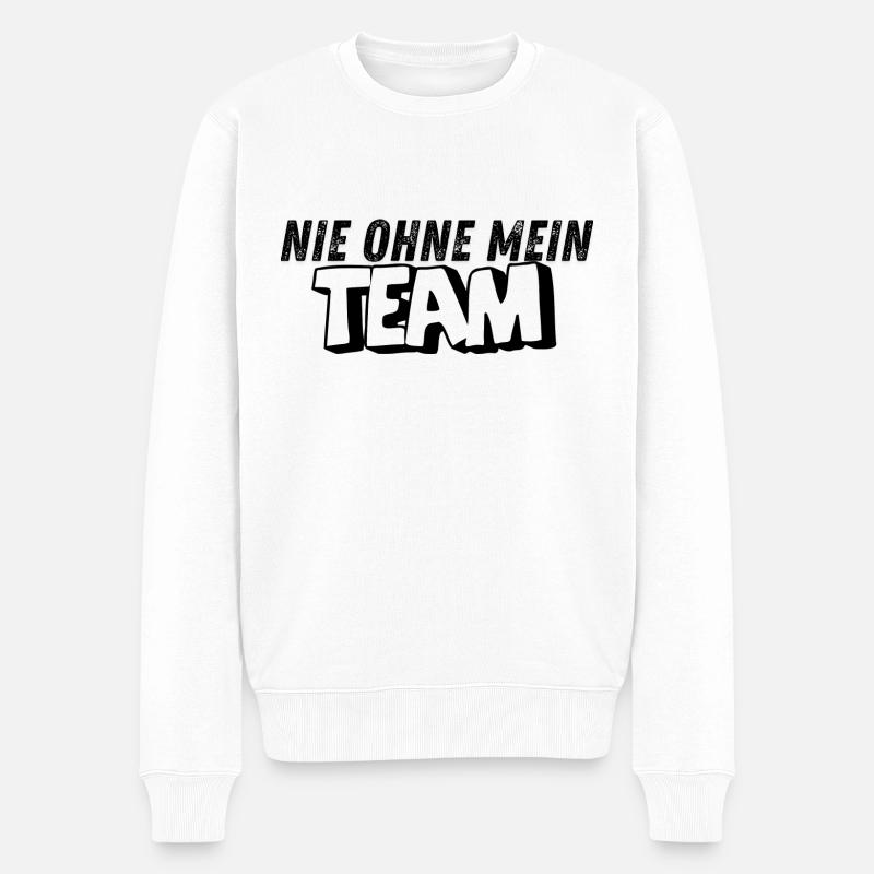 Nie ohne meine Freunde - Männer Premium Bio Pullover - Weiß