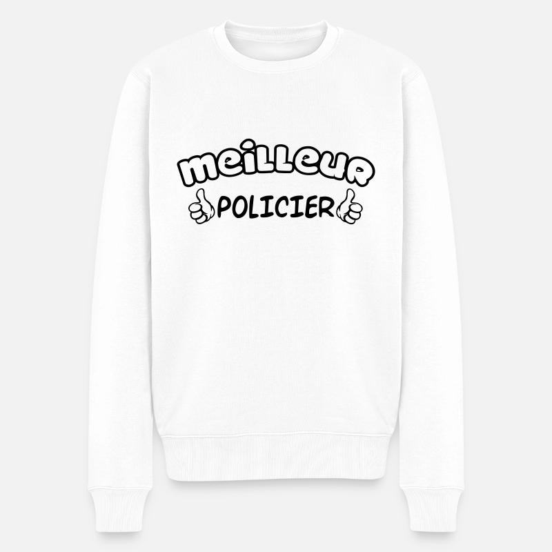 MEILLEUR POLICIER - Pull Premium bio Homme - blanc