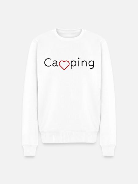 Camping mit Herz - Männer Premium Bio Pullover - Weiß