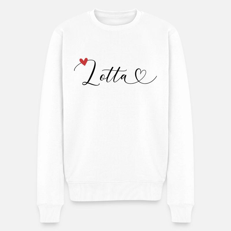 Lotta Name Vorname Kalligrafieherz - Männer Premium Bio Pullover - Weiß