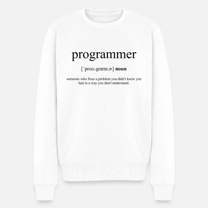 Programmer (Programmierer) Definition Dictionary - Männer Premium Bio Pullover - Weiß