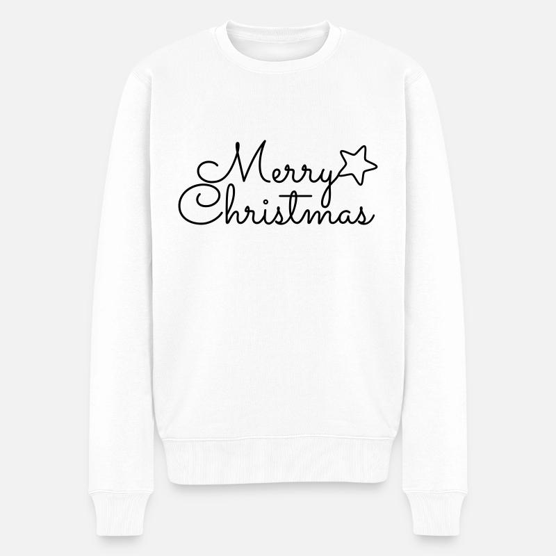 Joyeux Noël cursive Joyeux Noël - Pull Premium bio Homme - blanc