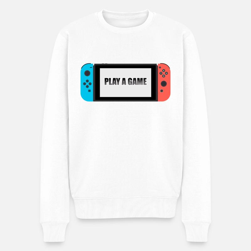 Switch Game - Männer Premium Bio Pullover - Weiß