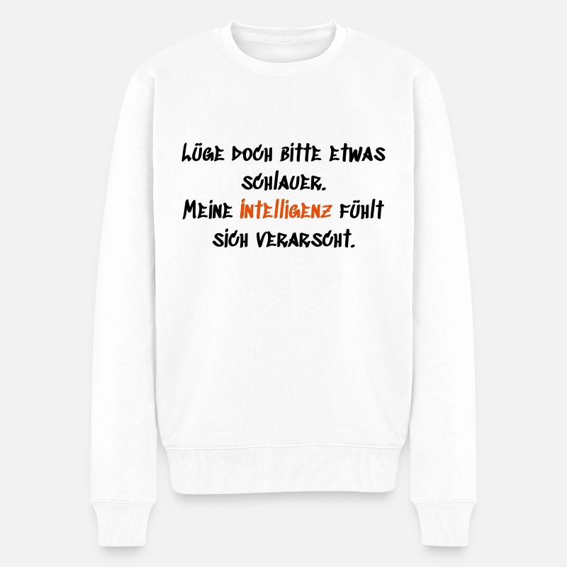 Lüg bitte schlauer - Männer Premium Bio Pullover - Weiß